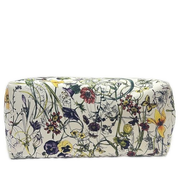 Auth GUCCI Flora 282439 Cream Red Multi Canvas Leather - Tote Bag - Picture 5 of 8